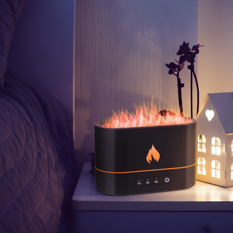 Difuzor Ovlaživač Aroma Ulje Zrak Plamen Mini Essential Aromatherapy Mist Prijenosni Led Dekorativni Mali Svjetlo Stol Auto Tih