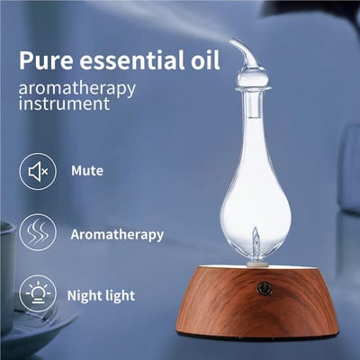 Mute Pure Essential Oil Diffuser Wood Grain Aromatherapy Machine Διαφανής γυαλί διαχύτης