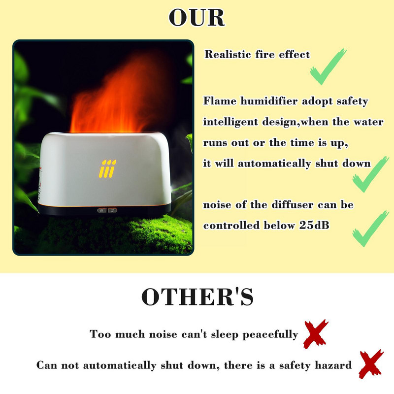 Kinscoter Aroma Diffuser Air Humidifier Ultrasonic Maker Oil Fogger Essential Led Cool Lamp Difusor Mist Flame O1e7