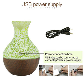 130ml Led Αιθέριο λάδι Διαχύτης Υγραντήρας Usb Aromatherapy Wood Grain Vase Aroma 7 Colors Lights for Home Led Lamp Electric