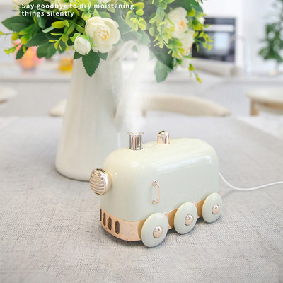 300ml Υγραντήρας υπερήχων Retro Mini Train Usb Aroma Air Diffuser Essential Oil Mist Maker Fogger με έγχρωμο φως Led