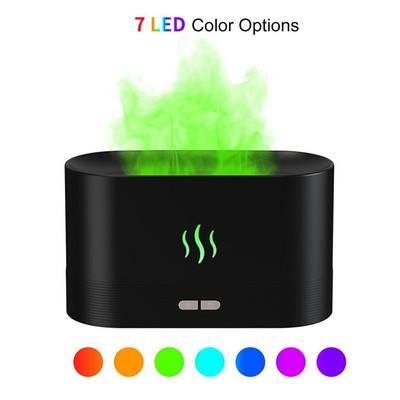 USB Aroma Diffuser Ultrasonic Simulation Flame Flame 7 Colors Aromatherapy Flame Lamp Diffuser Air Humidifier for Home Office Car