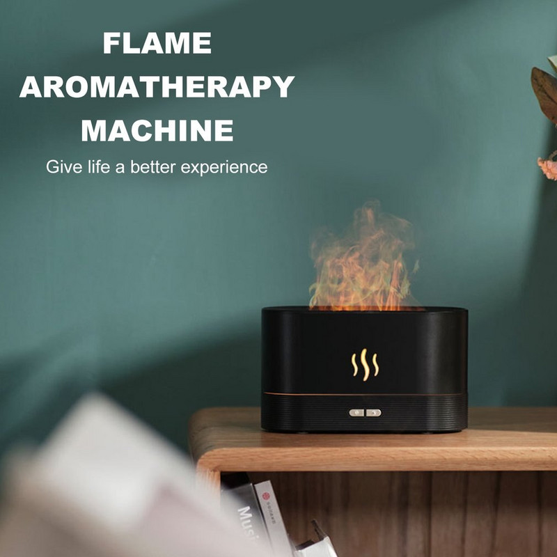 Difuzor USB de aromă Lampă cu flacără cu simulare cu ultrasunete, 7 culori, Lampă cu flacără pentru aromaterapie, umidificator de aer pentru mașină, biroul de acasă
