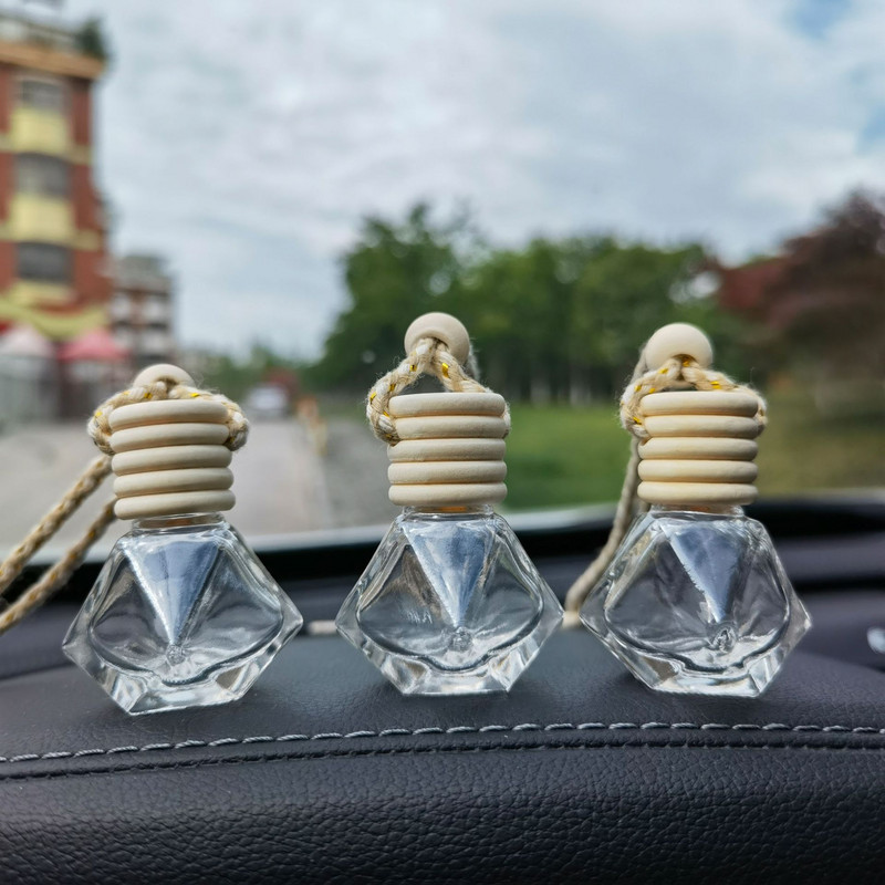 10 buc 8 ml Odorizant pentru mașină, suspendat din sticlă colorată, sticlă pentru difuzor de parfum auto, pentru uleiuri esențiale, decorare auto