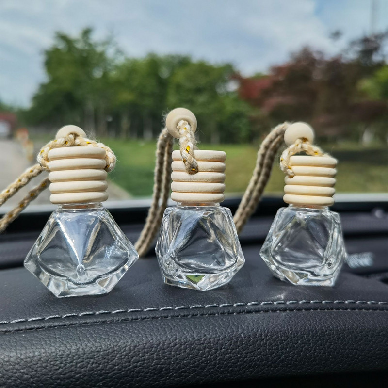 10 buc 8 ml Odorizant pentru mașină, suspendat din sticlă colorată, sticlă pentru difuzor de parfum auto, pentru uleiuri esențiale, decorare auto