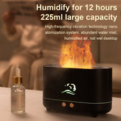 Légpárásító Illóolaj 200ml Szimulációs Flame LED Aroma Diffúzor Dekorációs Ködkészítő Hordozható Otthoni Hálószoba