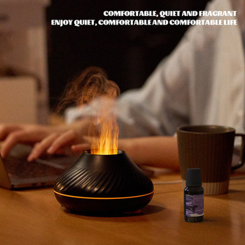 Flame Aroma Diffuser Ultrasonic Humidifier Μικρός διαχύτης αιθέριων ελαίων με λάμπα LED Air Cool Mist Maker για ύπνο στο σπίτι στο γραφείο