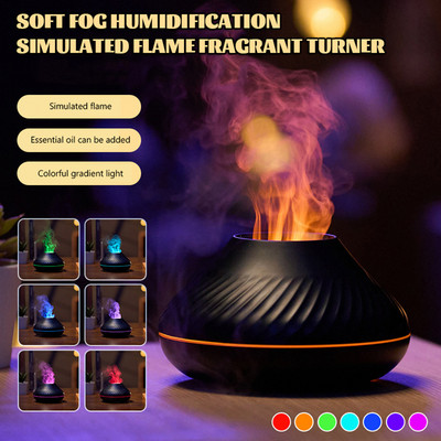 Flame Aroma Diffuser Ultrasonic Humidifier Μικρός διαχύτης αιθέριων ελαίων με λάμπα LED Air Cool Mist Maker για ύπνο στο σπίτι στο γραφείο