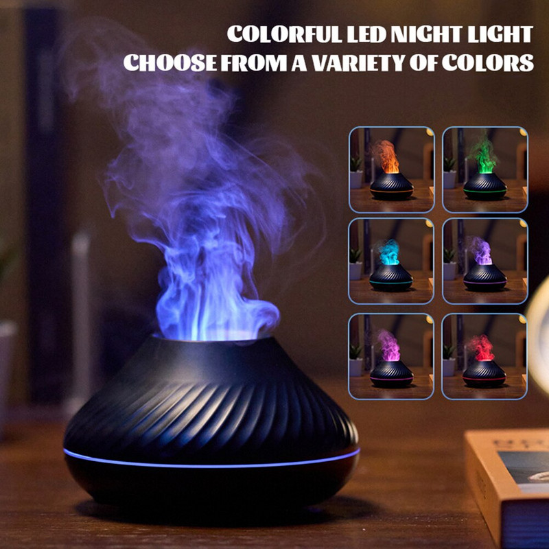 Flame Aroma Diffuser Ultrasonic Humidifier Μικρός διαχύτης αιθέριων ελαίων με λάμπα LED Air Cool Mist Maker για ύπνο στο σπίτι στο γραφείο