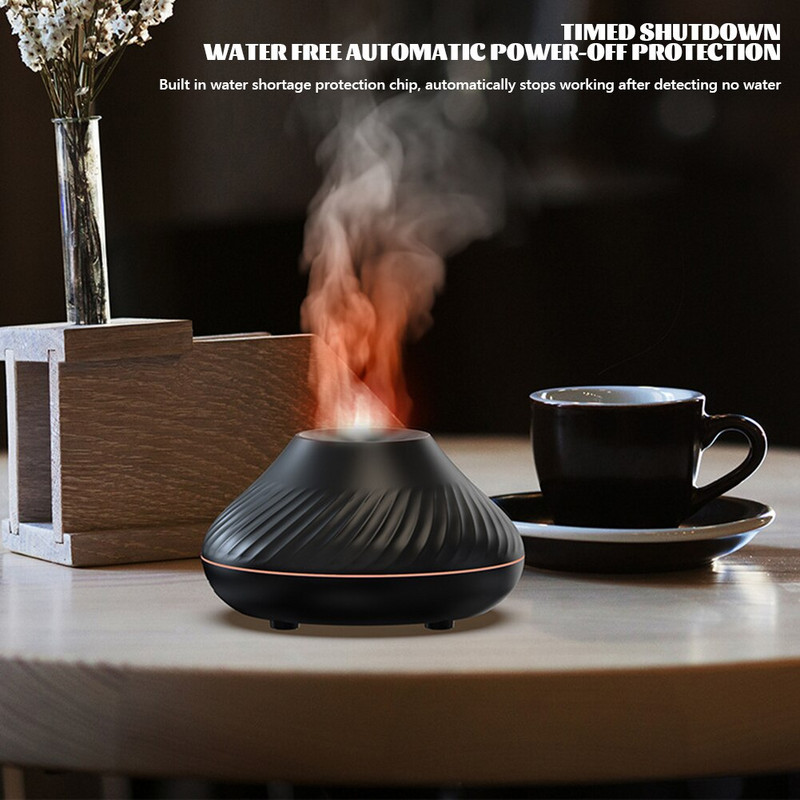 Flame Aroma Diffuser Ultrasonic Humidifier Μικρός διαχύτης αιθέριων ελαίων με λάμπα LED Air Cool Mist Maker για ύπνο στο σπίτι στο γραφείο