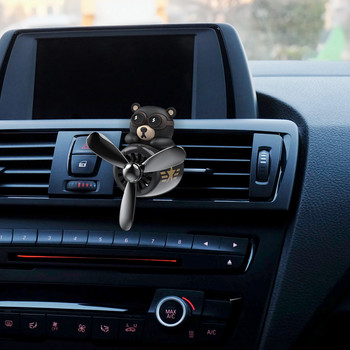 Cute Black Bear Pilot Car Αποσμητικό αέρα Περιστρεφόμενη έξοδος προπέλας Άρωμα Auto Accessories Interior Perfume Diffuse