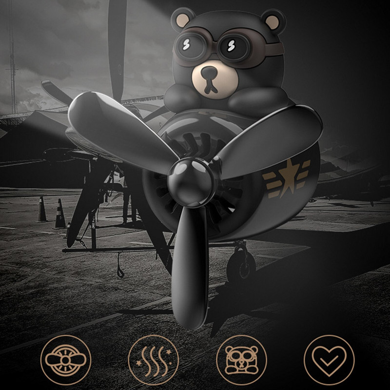 Mielas „Black Bear Pilot“ automobilio oro gaiviklis, besisukantis sraigtas, išleidimo anga Kvepalai Automobilių priedai Vidaus kvepalų difuzinis