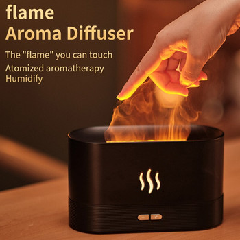Flame Aroma Diffuser Έξυπνος διαχύτης αιθέριων ελαίων Mute Ultrasonic Flame LED Lamp 3D Air Humidifier Home Cool Mist Maker 180ML