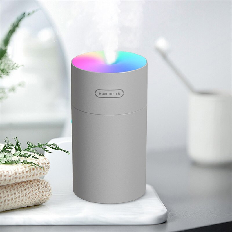 270 ml-es hordozható elektromos párásító USB ultrahangos aroma olajdiffúzor Cool Mist permetező színes fénnyel otthoni autóhoz