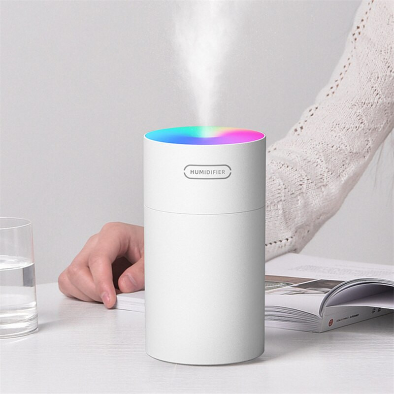 270 ml-es hordozható elektromos párásító USB ultrahangos aroma olajdiffúzor Cool Mist permetező színes fénnyel otthoni autóhoz