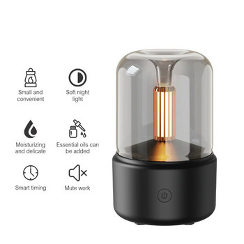 260 ml Candlelight Aroma Diffuser Φορητός USB Electric Air Humidifier Cool Mist Maker Essential Oil Diffuser with LED NightLight