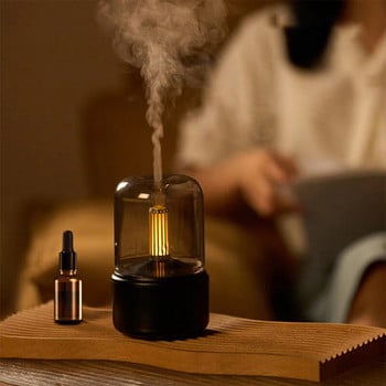 260 ml Candlelight Aroma Diffuser Φορητός USB Electric Air Humidifier Cool Mist Maker Essential Oil Diffuser with LED NightLight