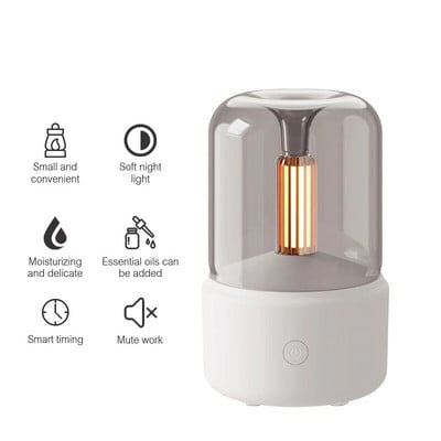 260 ml Candlelight Aroma Diffuser Φορητός USB Electric Air Humidifier Cool Mist Maker Essential Oil Diffuser with LED NightLight