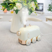 300ml Ultrahangos párásító Retro Mini Train USB Aroma Légdiffúzor Illóolaj Köd Készítő Fogger Színes LED Fénnyel