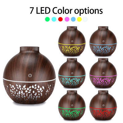 130ml Led Αιθέριο λάδι Διαχύτης Υγραντήρας Usb Aromatherapy Wood Grain Vase Aroma 7 Colors Lights for Home Led Lamp Electric