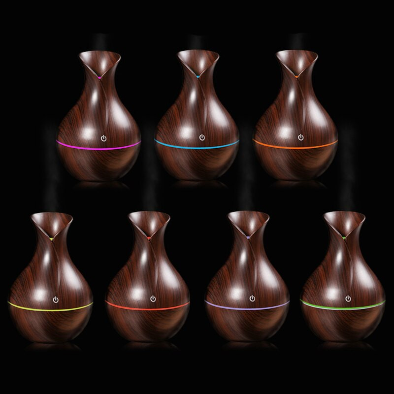130ml Led Αιθέριο λάδι Διαχύτης Υγραντήρας Usb Aromatherapy Wood Grain Vase Aroma 7 Colors Lights for Home Led Lamp Electric
