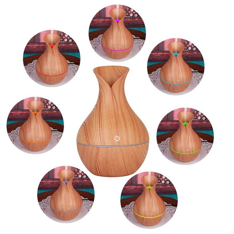130ml Led Αιθέριο λάδι Διαχύτης Υγραντήρας Usb Aromatherapy Wood Grain Vase Aroma 7 Colors Lights for Home Led Lamp Electric