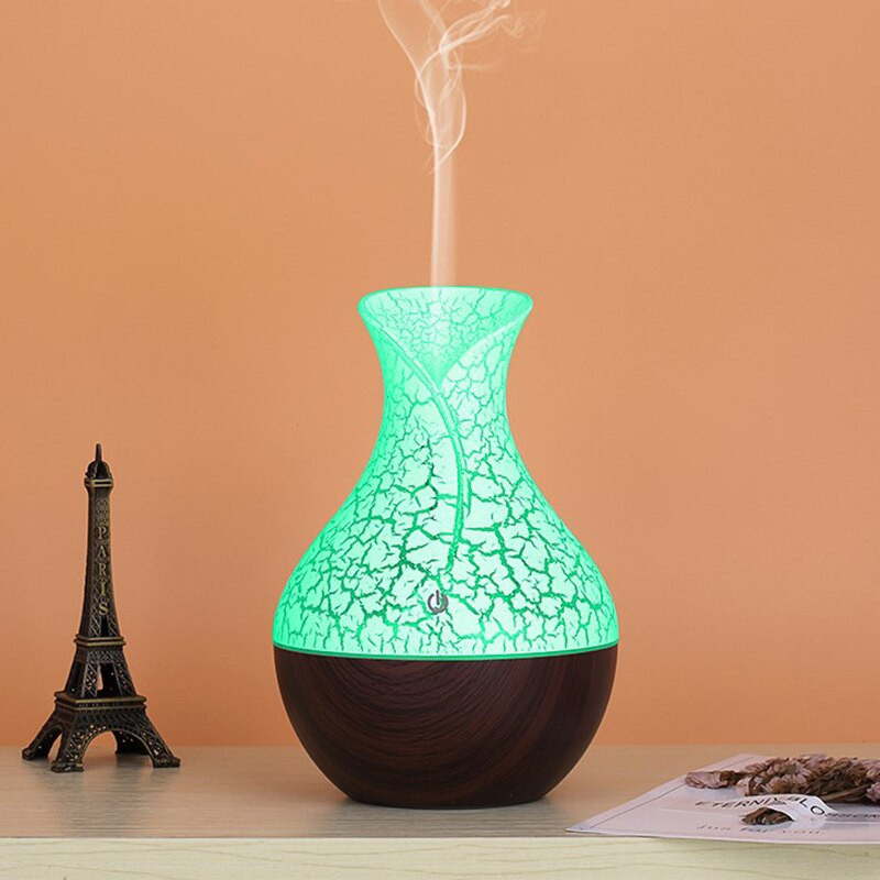 130ml Led Αιθέριο λάδι Διαχύτης Υγραντήρας Usb Aromatherapy Wood Grain Vase Aroma 7 Colors Lights for Home Led Lamp Electric