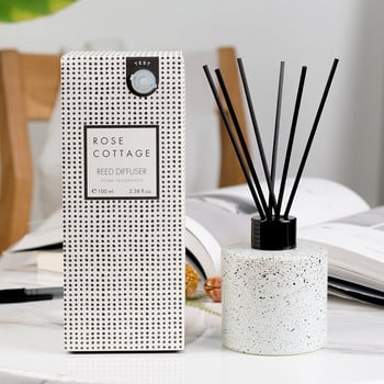 100ml Reed Diffuser with Stripe/Pots Συσκευασία, Αιθέριο Έλαιο Φυτικού Λευκό Τσάι, Summer Lily, Shangri-la Home άρωμα για το σπίτι