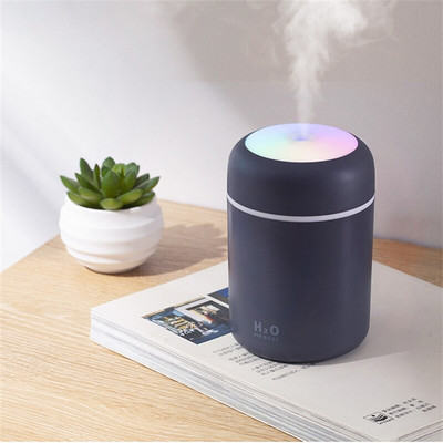 300ml Φορητός ηλεκτρικός υγραντήρας αέρα USB Ultrasonic Aroma Oil Diffuser Cool Misssprayer with Colorful Light for Home Car