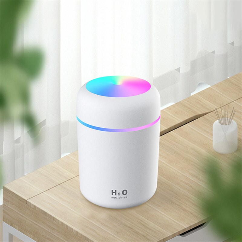 300ml Φορητός ηλεκτρικός υγραντήρας αέρα USB Ultrasonic Aroma Oil Diffuser Cool Misssprayer with Colorful Light for Home Car