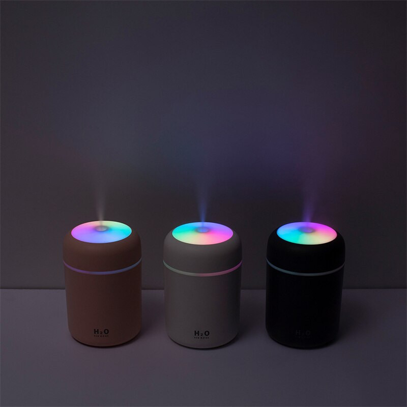 300ml Φορητός ηλεκτρικός υγραντήρας αέρα USB Ultrasonic Aroma Oil Diffuser Cool Misssprayer with Colorful Light for Home Car