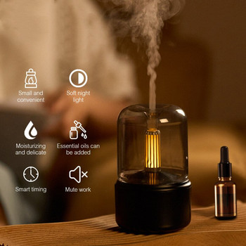 Retro Lamp Humidifier Usb Aroma Diffuser with Imitation Candle Night Light Portable Essential Oils Electric Diffuser
