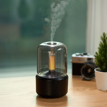 Retro Lamp Humidifier Usb Aroma Diffuser with Imitation Candle Night Light Portable Essential Oils Electric Diffuser