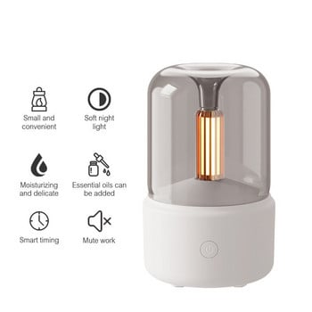 Retro Lamp Humidifier Usb Aroma Diffuser with Imitation Candle Night Light Portable Essential Oils Electric Diffuser