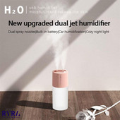 400 ml-es légpárásító USB újratölthető vezeték nélküli kettős permetezős aromaterápiás vízköd diffúzor könnyű kis némító légpárásító