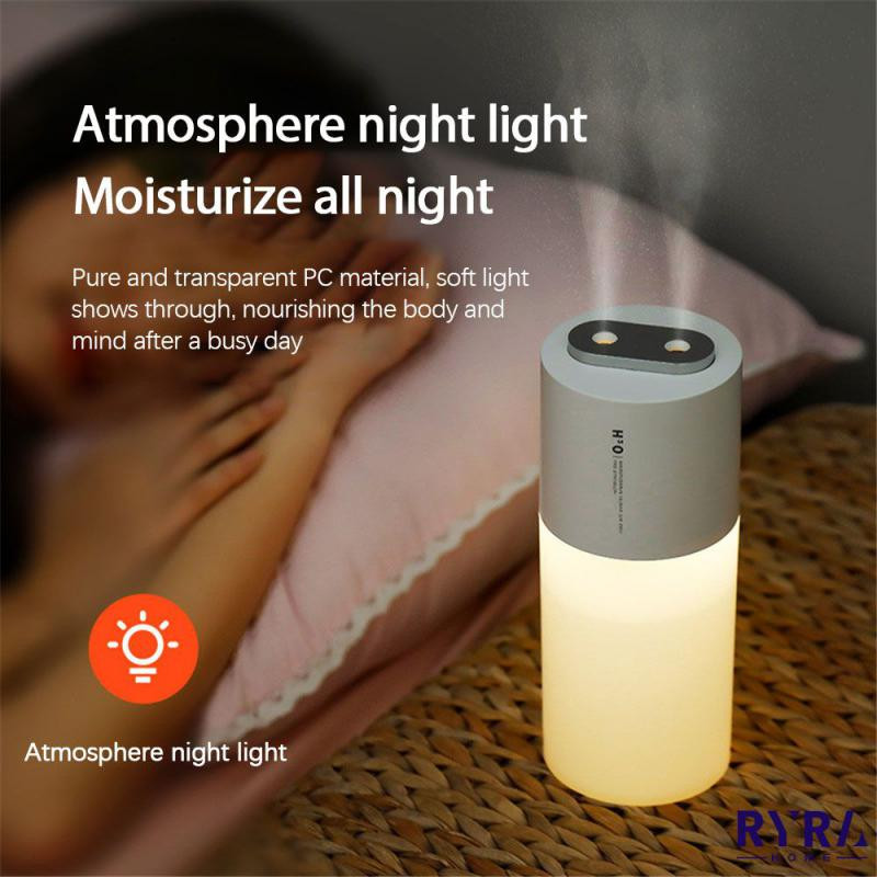 400 ml-es légpárásító USB újratölthető vezeték nélküli kettős permetezős aromaterápiás vízköd diffúzor könnyű kis némító légpárásító