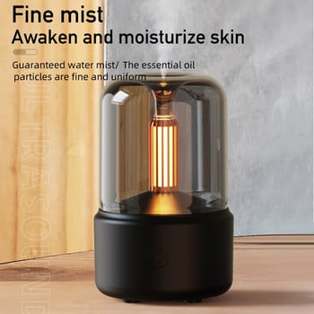 Φορητό Candlelight Aroma Diffuser 120ml Electric USB Air Humidifier Cool Mist Maker Fogger Oils Diffuser with LED Night Light