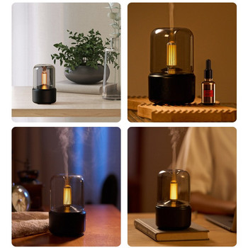 Φορητό Candlelight Aroma Diffuser 120ml Electric USB Air Humidifier Cool Mist Maker Fogger Oils Diffuser with LED Night Light