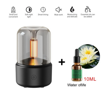 Φορητό Candlelight Aroma Diffuser 120ml Electric USB Air Humidifier Cool Mist Maker Fogger Oils Diffuser with LED Night Light