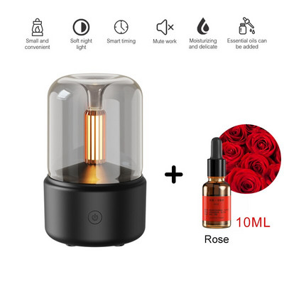 Φορητό Candlelight Aroma Diffuser 120ml Electric USB Air Humidifier Cool Mist Maker Fogger Oils Diffuser with LED Night Light