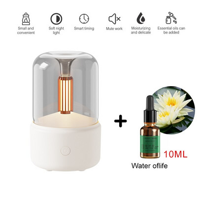 Φορητό Candlelight Aroma Diffuser 120ml Electric USB Air Humidifier Cool Mist Maker Fogger Oils Diffuser with LED Night Light