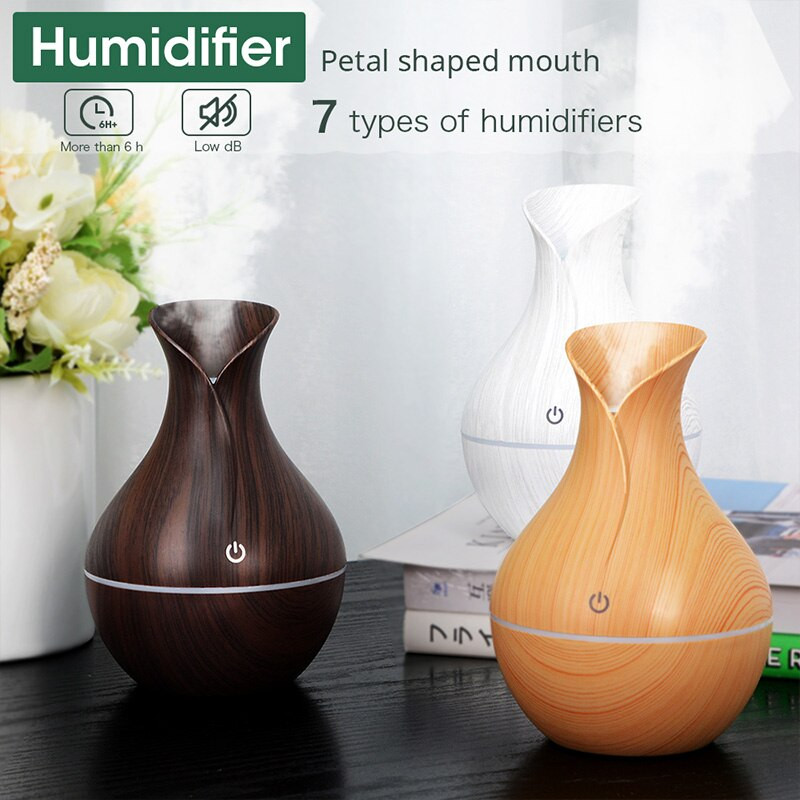 Creative Vase Humidifier Wood Grain USB Colorful Lamp Humidifier Office Ball Marquee Essential Oil Diffuser Fragrance