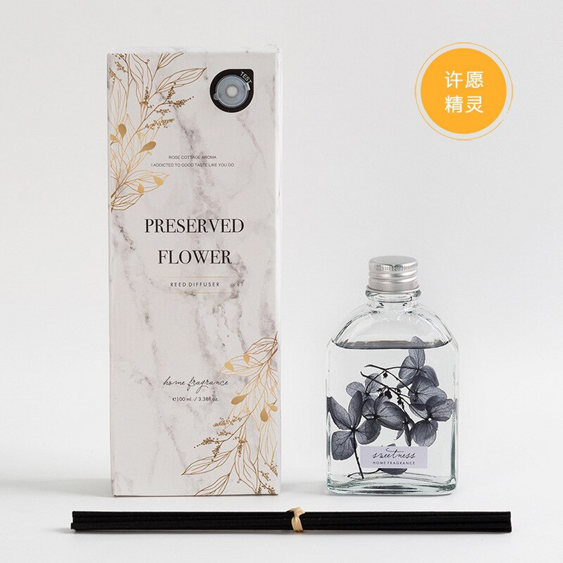100 ml-es Reed diffúzor készletek természetes pálcikákkal, szárított virágokkal, üvegpalackkal és illatos olajos parfümkészlettel otthoni dekorációhoz