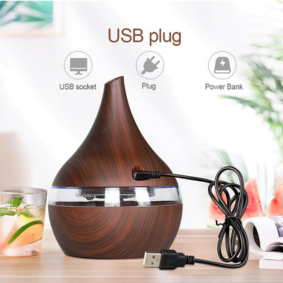 Usb Humidifier Electric Aroma Air Diffuser Wood Grain Ultrasonic ​Air Humidifier Essential Oil Aromatherapy Cool Mist Maker