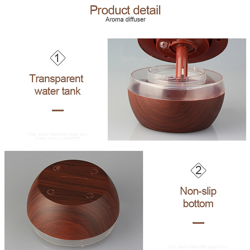 Usb Humidifier Electric Aroma Air Diffuser Wood Grain Ultrasonic ​Air Humidifier Essential Oil Aromatherapy Cool Mist Maker