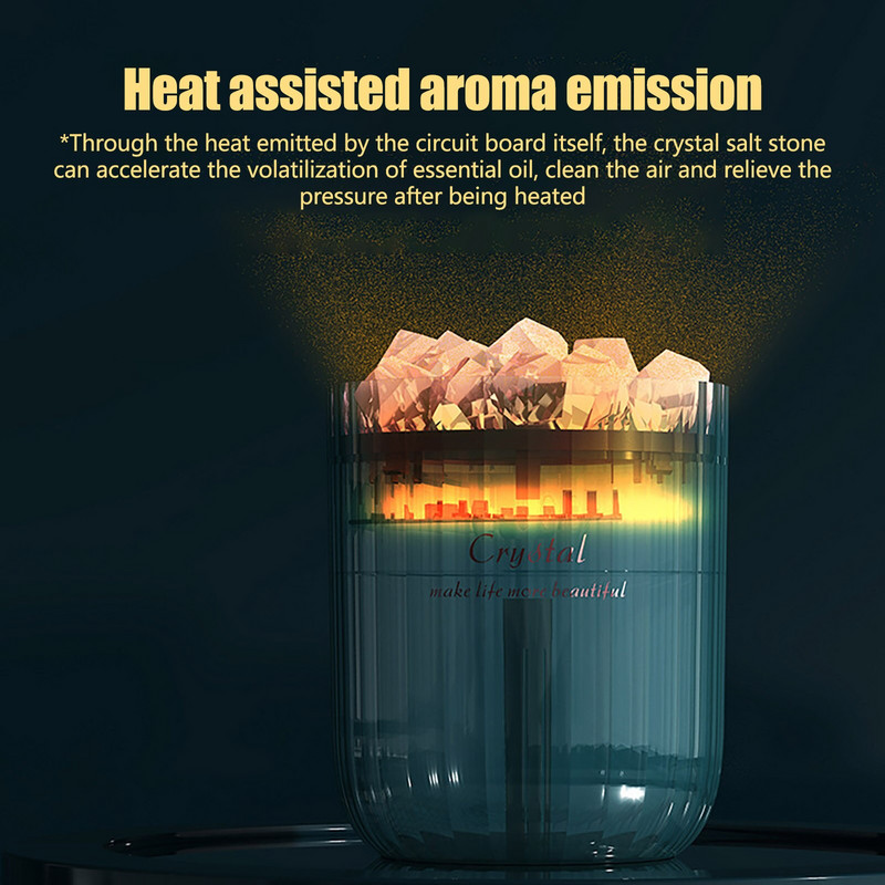 Crystal Salt Stone Aroma Diffuser Air Humidifier Ultrasonic Cool Mist Maker Fogger Led Essential Oil Diffuser Reed Diffuser