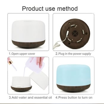 Υγραντήρας αέρα Αιθέριο έλαιο Diffuser 500ml Ultrasonic Cool Mist Maker Fogger Humidifier Led Lamp Aroma Diffuser Electric