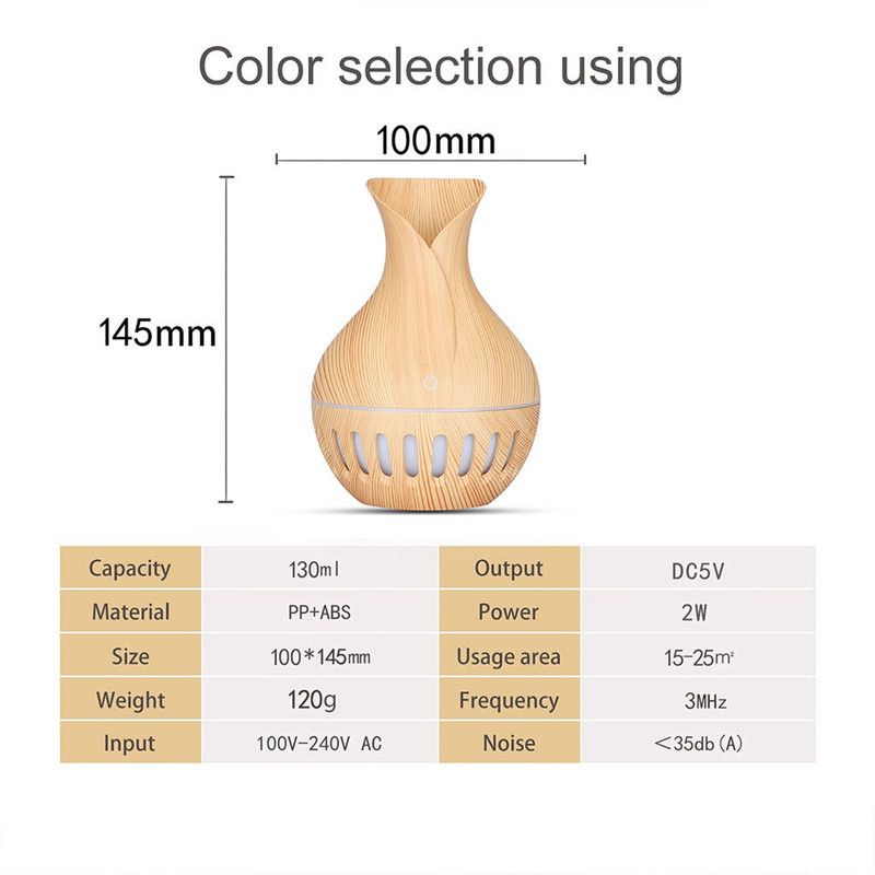 Usb Mini Air Humidifier Aroma Diffuser Remote Control Xiomi Humidifier Wood Grain Mist Maker Aromatherapy Purifier για το σπίτι