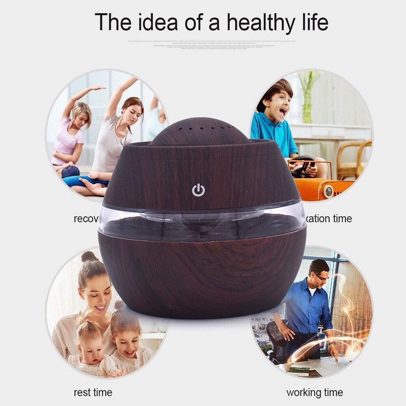 USB Aroma Oil Diffuser White Grain Electric Humidifier Ultrasonic Air Humidifier Aromatherapy Ledlight Mist Maker for Home Car