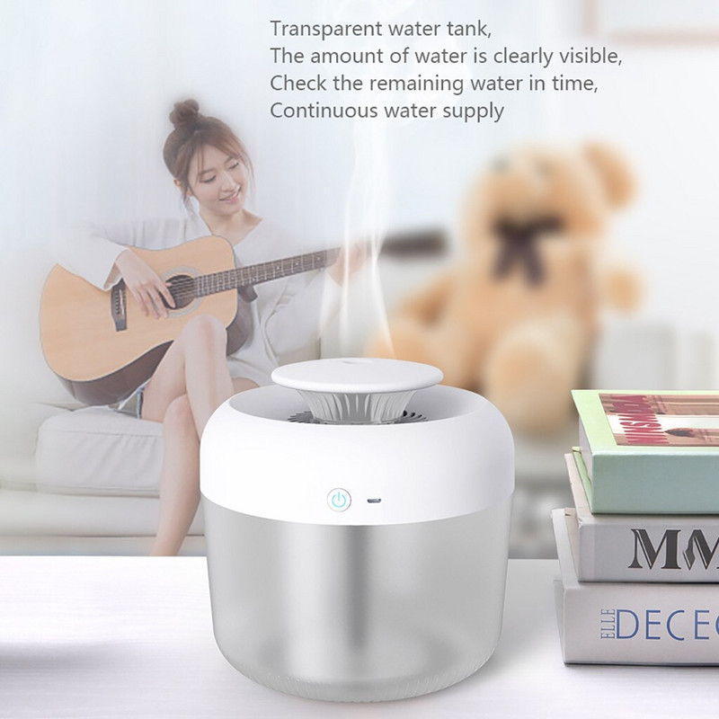 2400 ml-es légpárásító, USB hordozható illóolaj-diffúzor, 2 üzemmódos automatikus kikapcsolás, LED-fénnyel otthoni autós ködkészítő tartozékokhoz